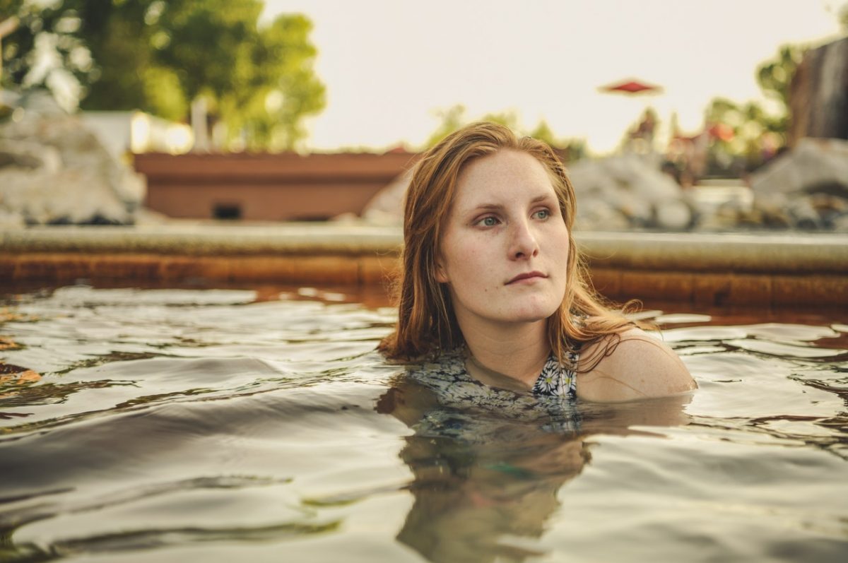 woman in pool